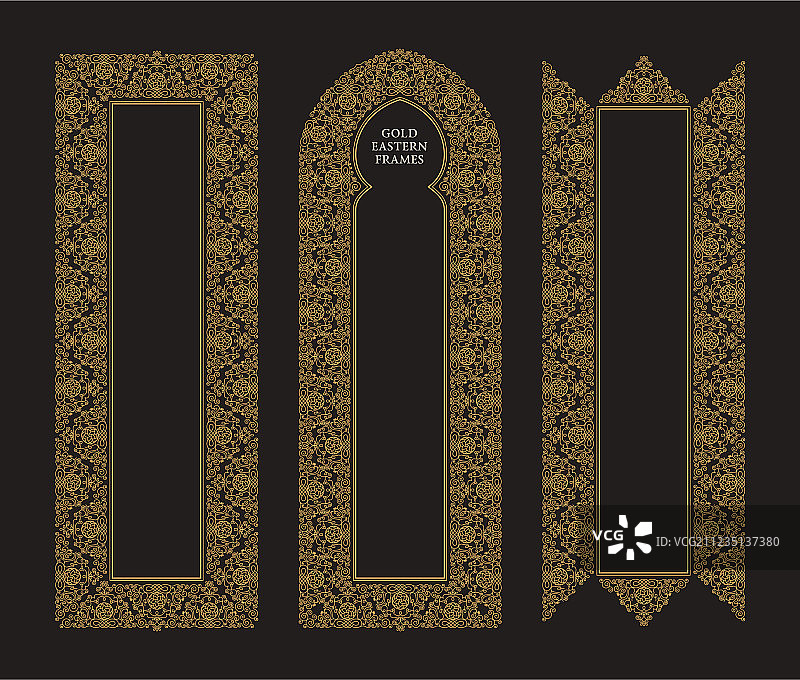 金色边框拱门模板设计图片素材