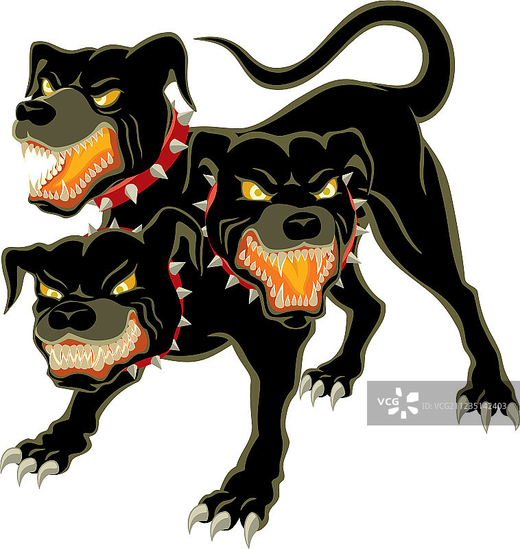 白色背景下的地狱三头犬图片素材