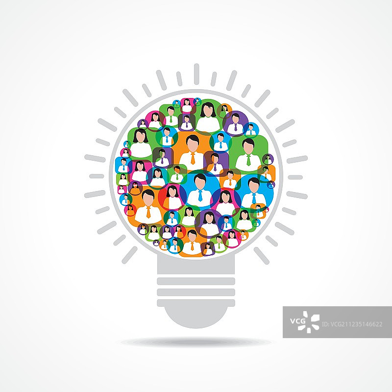 男女图标组成灯泡图片素材