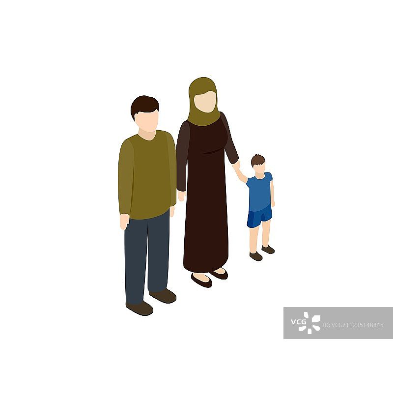 难民家庭图标2.5D风格图片素材