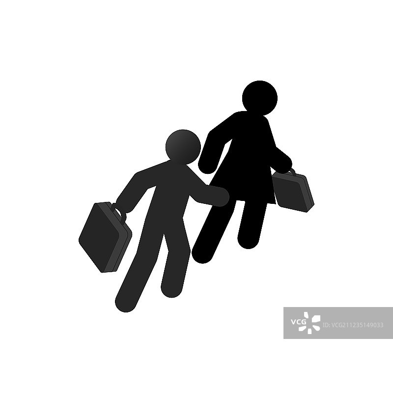 带手提箱的难民等距3D风格图标图片素材