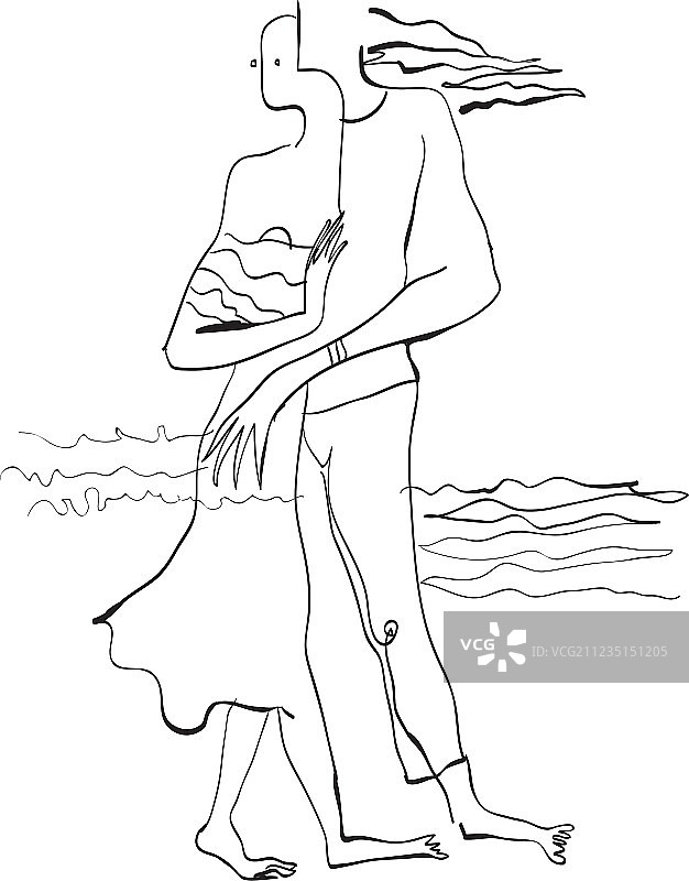 线条艺术：恋人图片素材