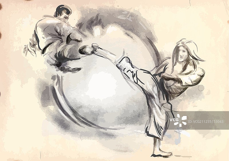 空手道 - 手绘书法图片素材