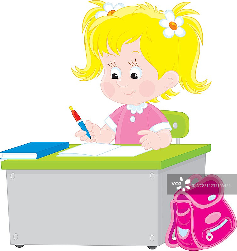 在学校参加考试的女学生图片素材