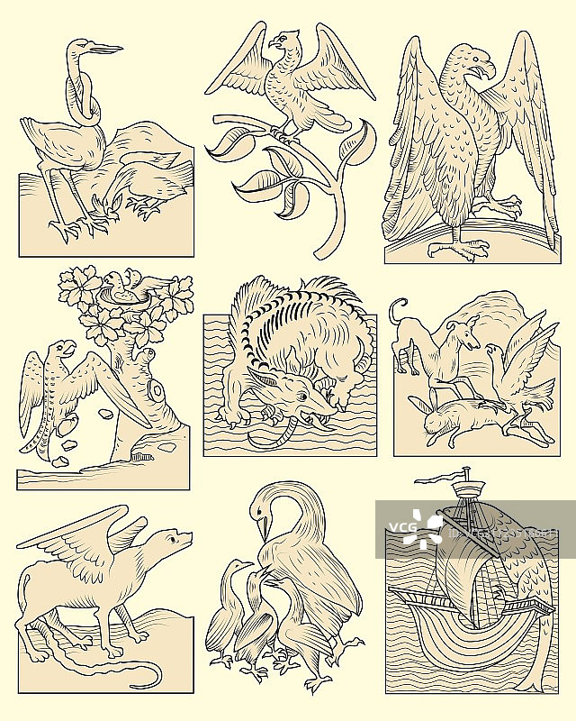 动物与中世纪场景图片素材