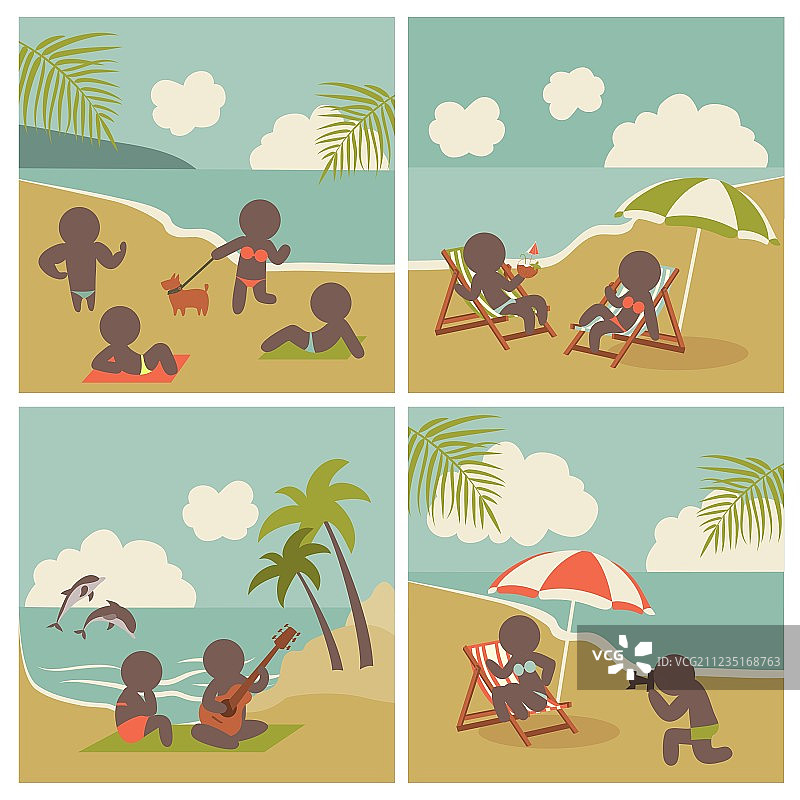 海上度假人物图标合集图片素材