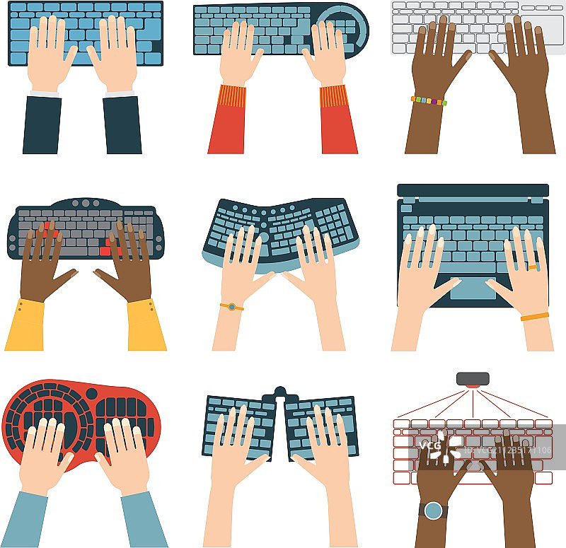 键盘上的手势合集图片素材