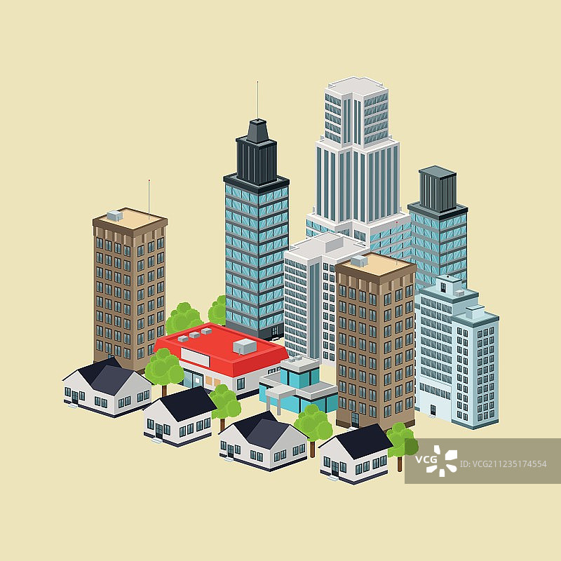 城市等距设计建筑图片素材