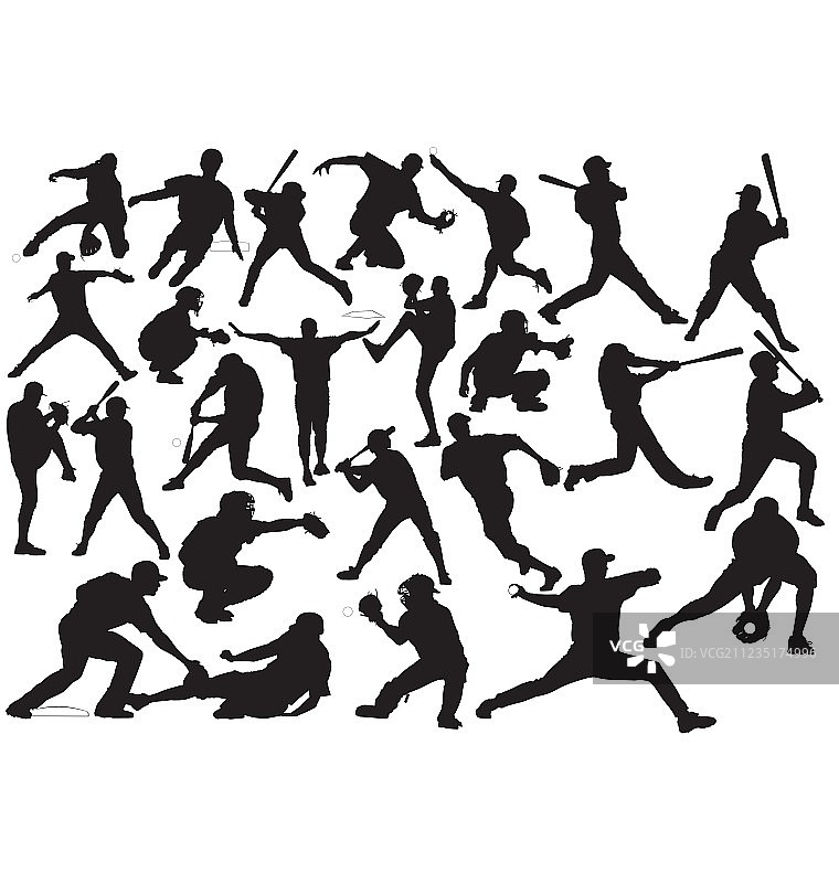 棒球运动员剪影图片素材