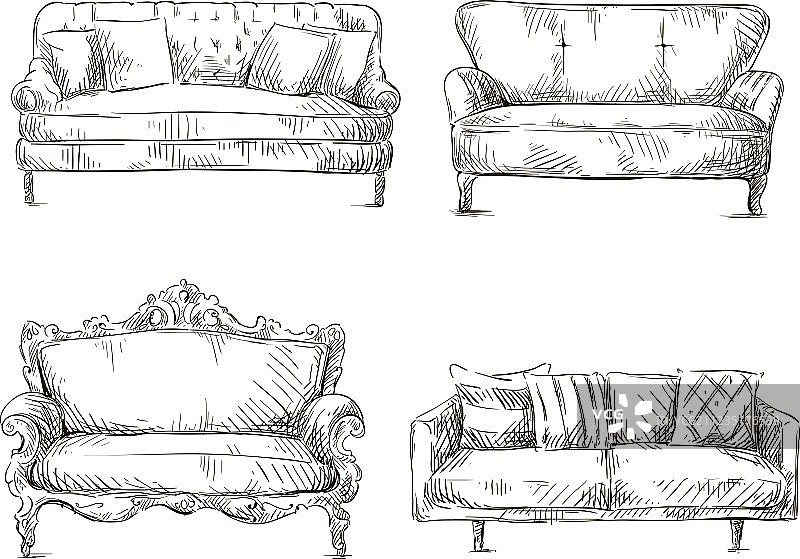 沙发素描风格素材合集图片素材