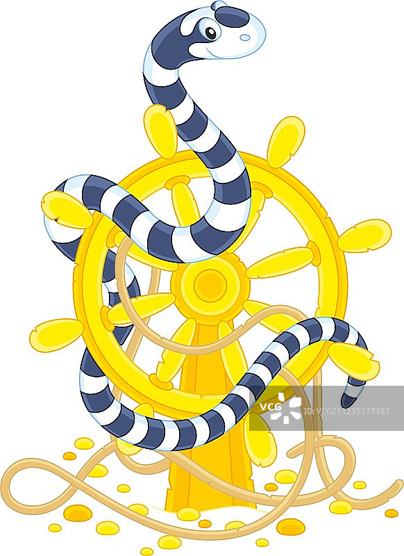 船舵上的海蛇图片素材