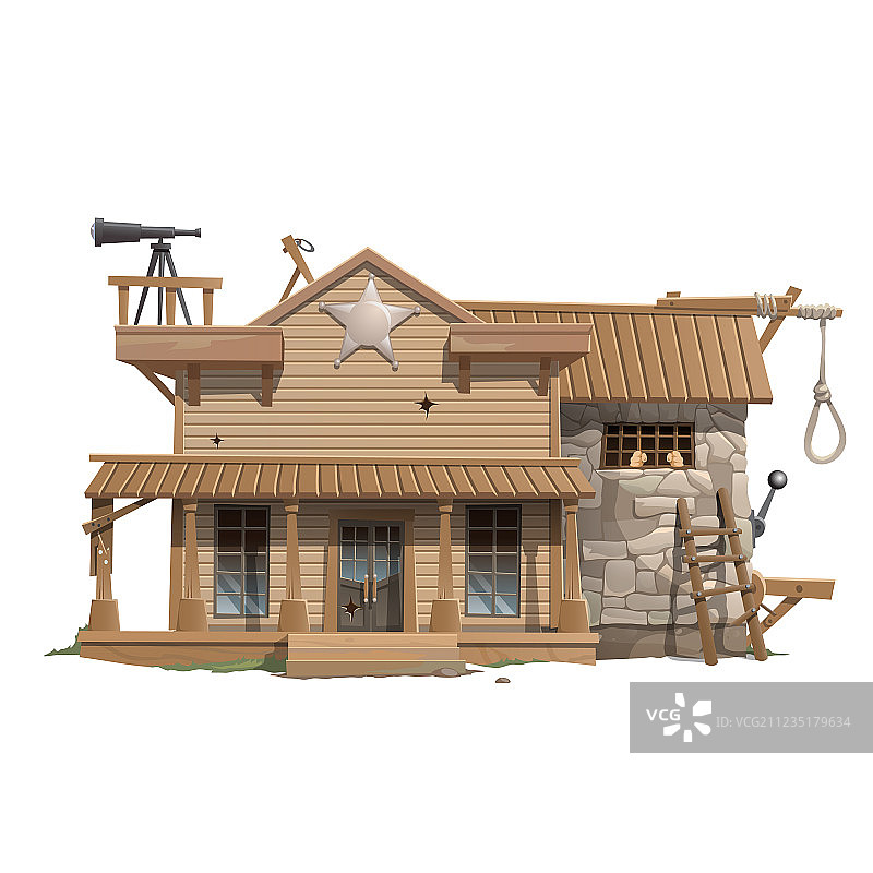 警长房屋监狱和绞刑架图片素材