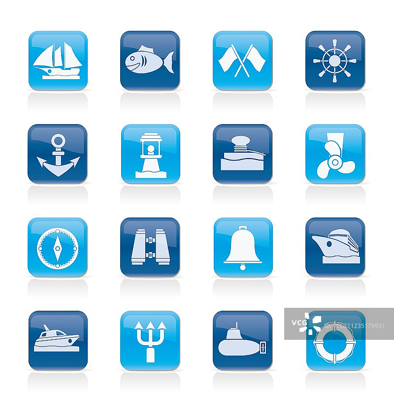 航海主题海景图标图片素材