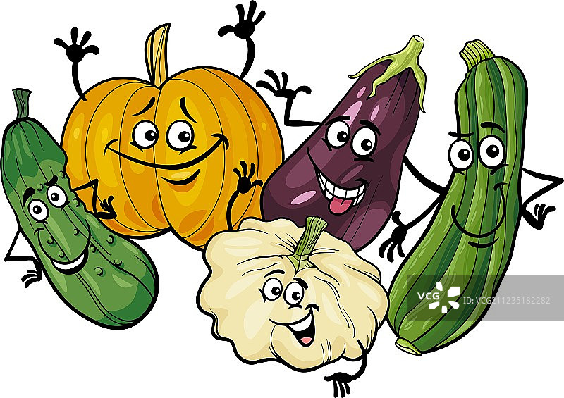 葫芦科蔬菜卡通合集图片素材
