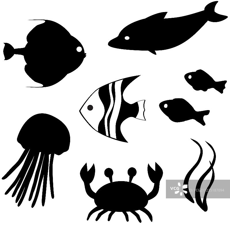 鱼剪影合集3图片素材