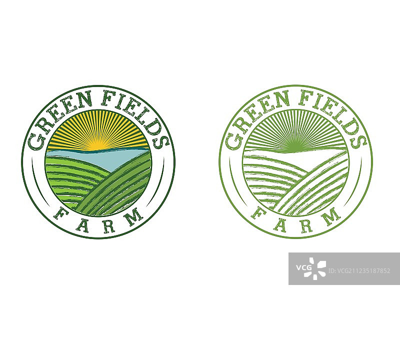 绿色田园农场徽章图片素材