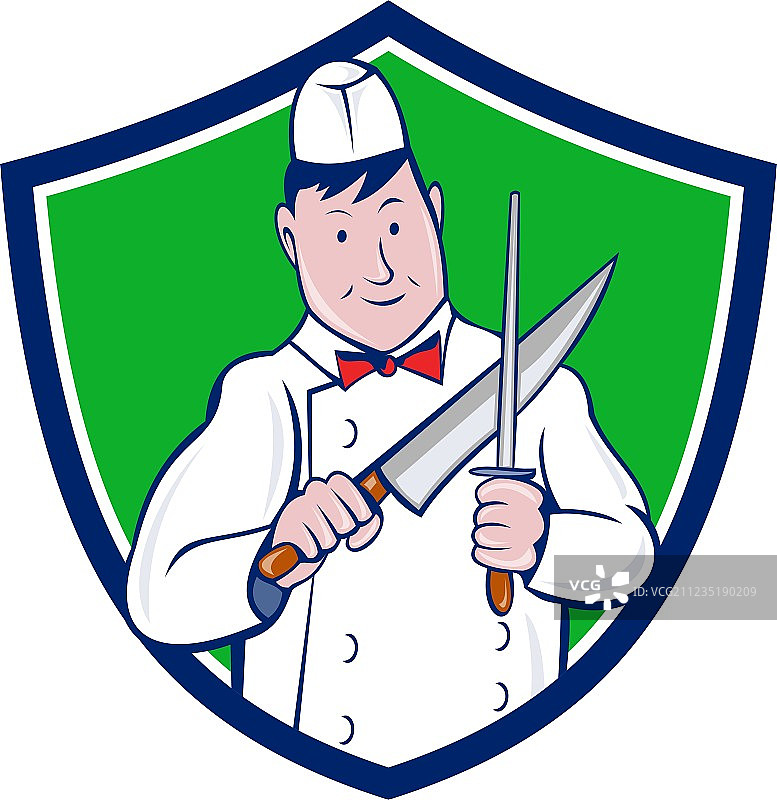 屠夫磨刀徽章卡通图片素材