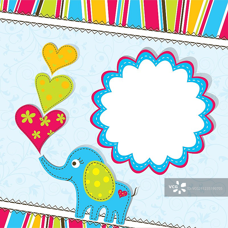 剪贴簿大象卡片模板图片素材