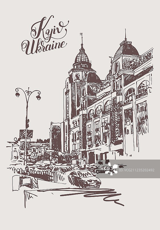 乌克兰基辅城镇原创数字草图图片素材