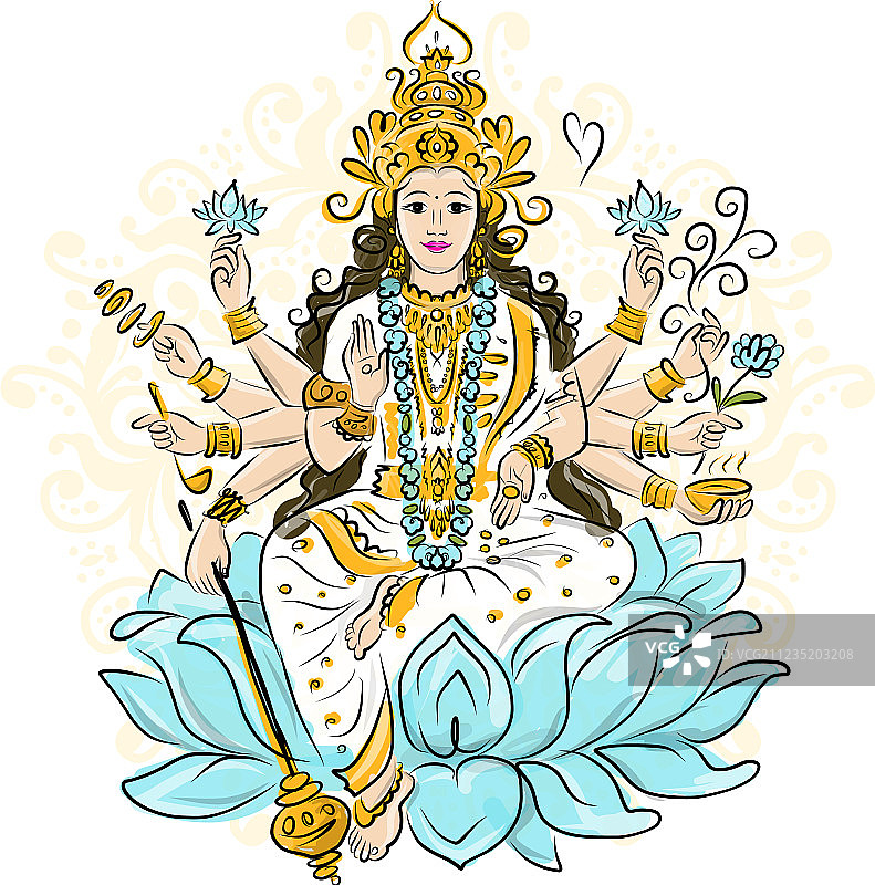 印度女神Shakti草图设计图片素材