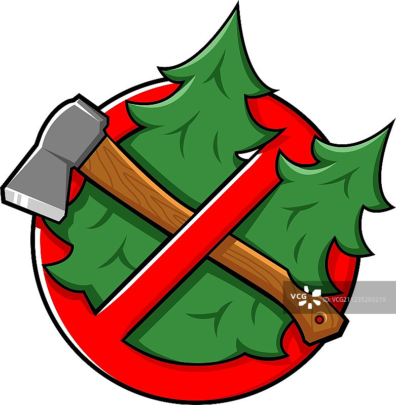 禁止砍伐树木标志图片素材