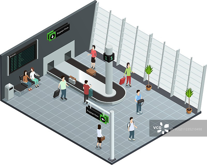 机场行李转盘2.5D构图图片素材