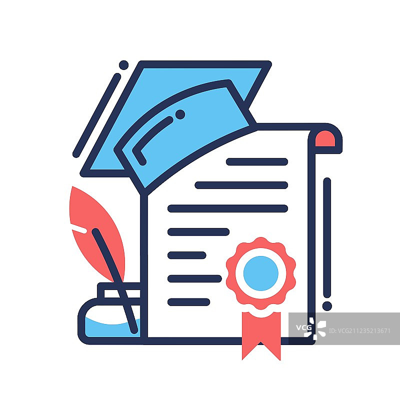 毕业扁平设计独立图标图片素材