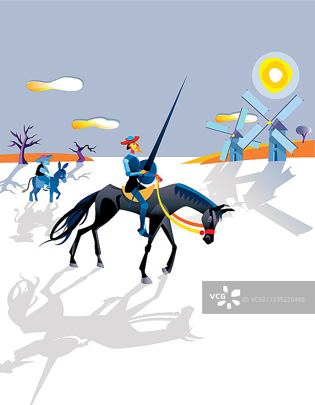 堂吉诃德与风车图片素材