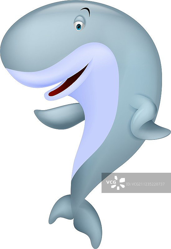 可爱的卡通鲸鱼挥手图片素材