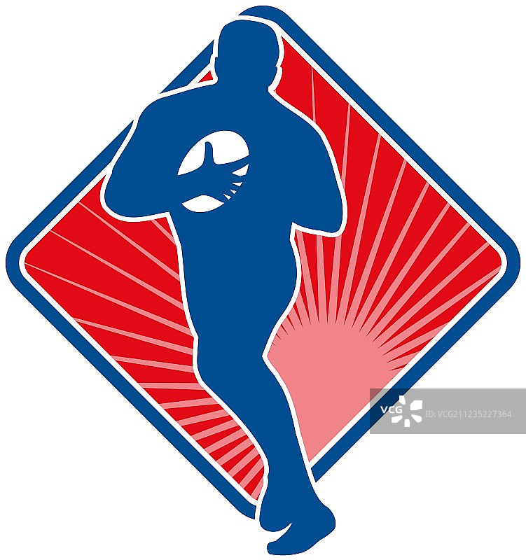 橄榄球运动员带球跑动图片素材