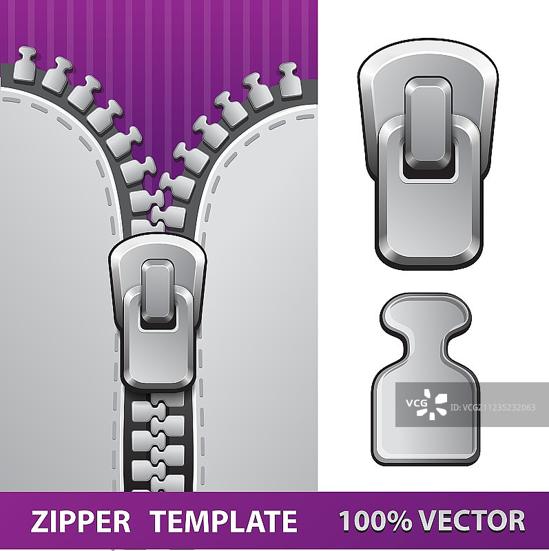 逼真的银色拉链图片素材