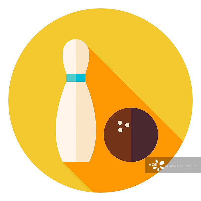保龄球和球瓶圆形图标图片素材