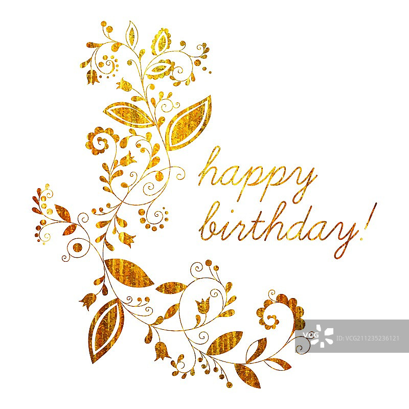 金色生日贺卡图片素材