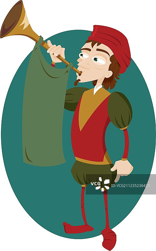 吹着喇叭的滑稽信使图片素材