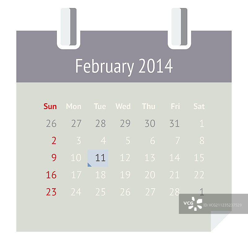 2014年2月日历图片素材