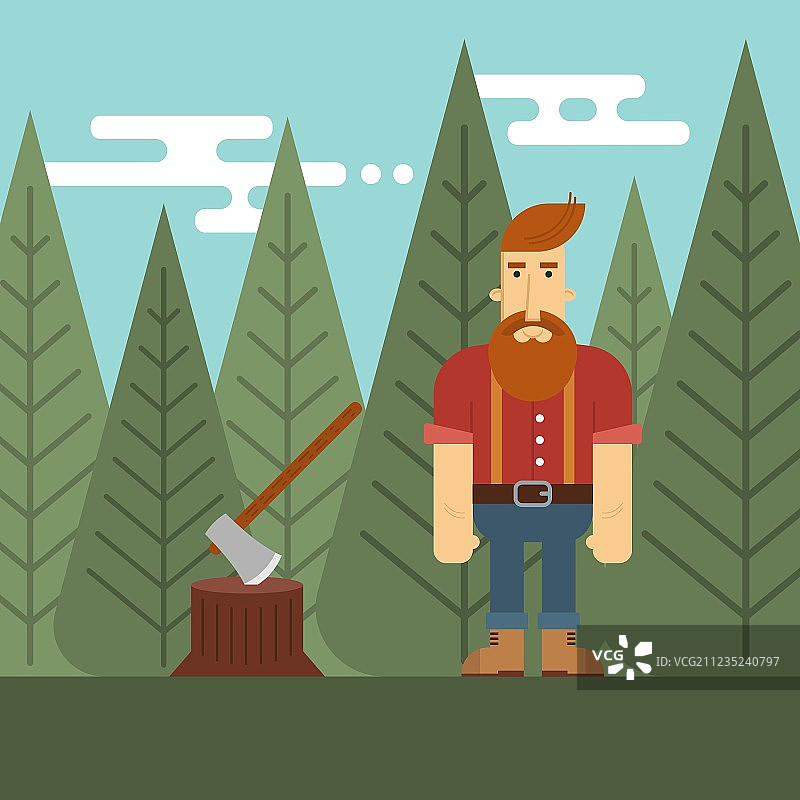 在树林中的伐木工人图片素材