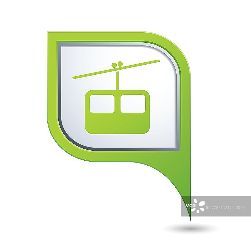 绿色地图指针上的缆车图标2图片素材