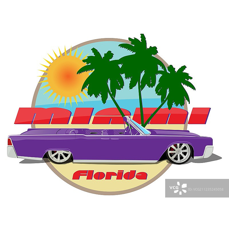 迈阿密佛罗里达州凯迪拉克敞篷车紫色图片素材