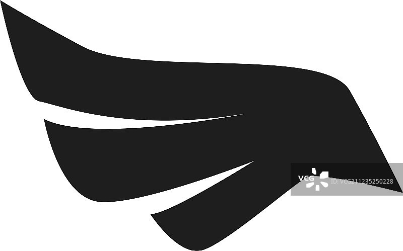 白色背景上的黑鸟翅膀图片素材