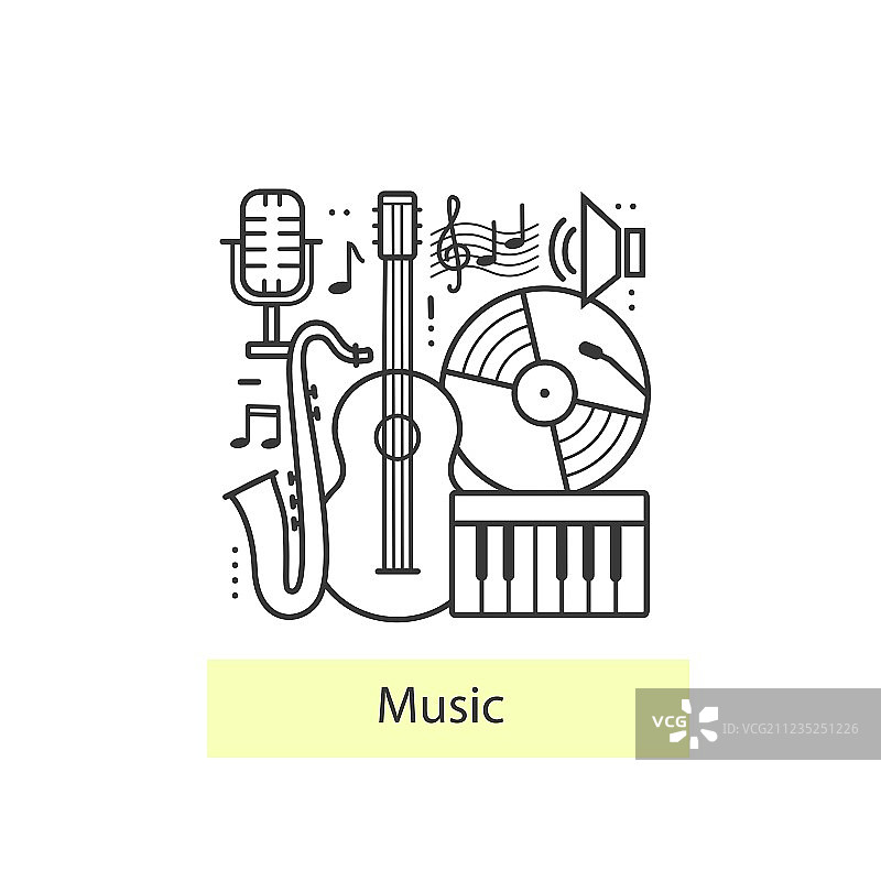 现代细线音乐图标图片素材