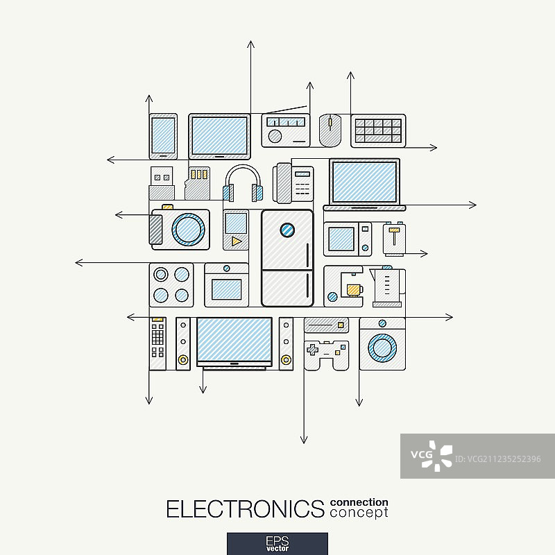 现代电子集成细线符号图片素材