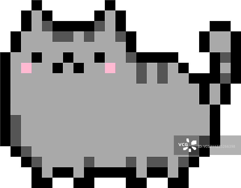 可爱的家养小猫像素画 - 已隔离图片素材