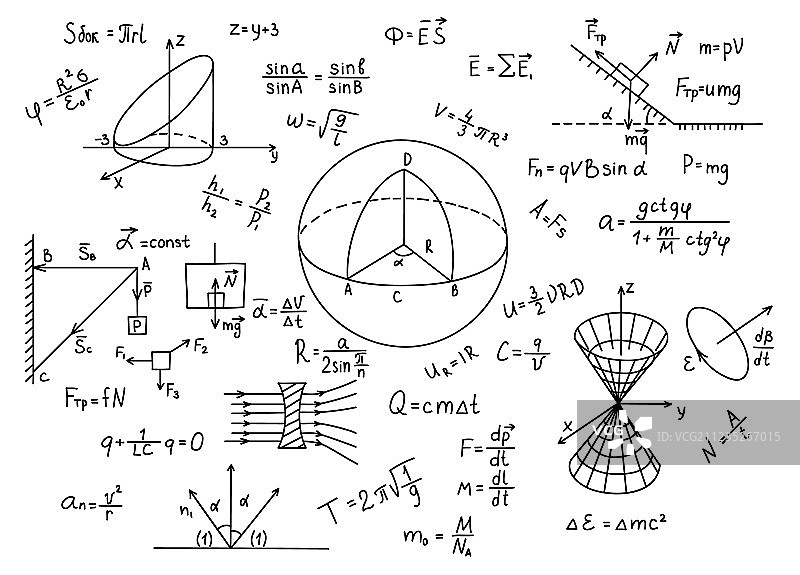 手绘物理公式科学知识图片素材