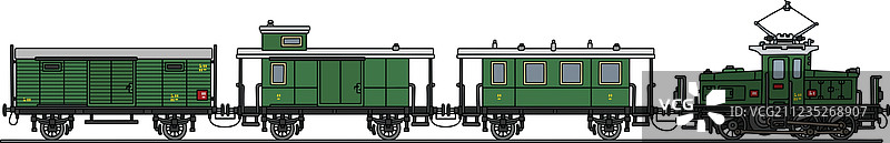 绿色老式电力火车图片素材