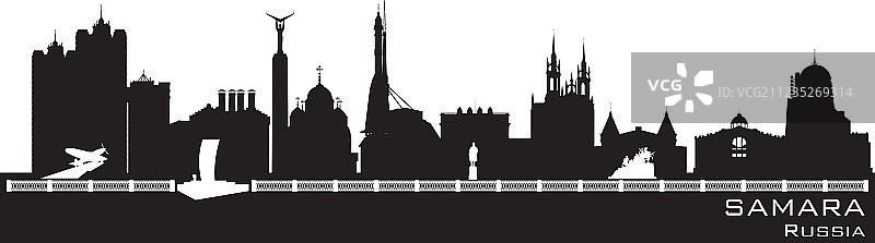 俄罗斯萨马拉市天际线剪影图片素材