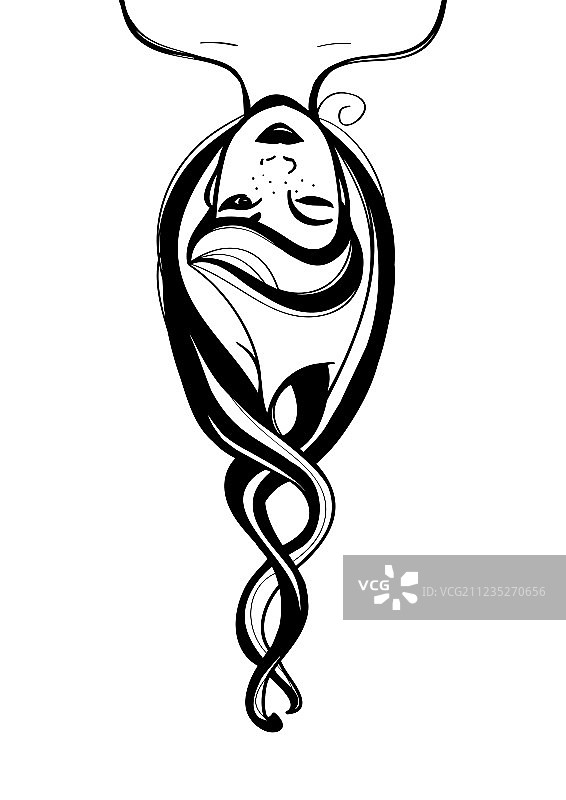 手绘倒立女孩图片素材