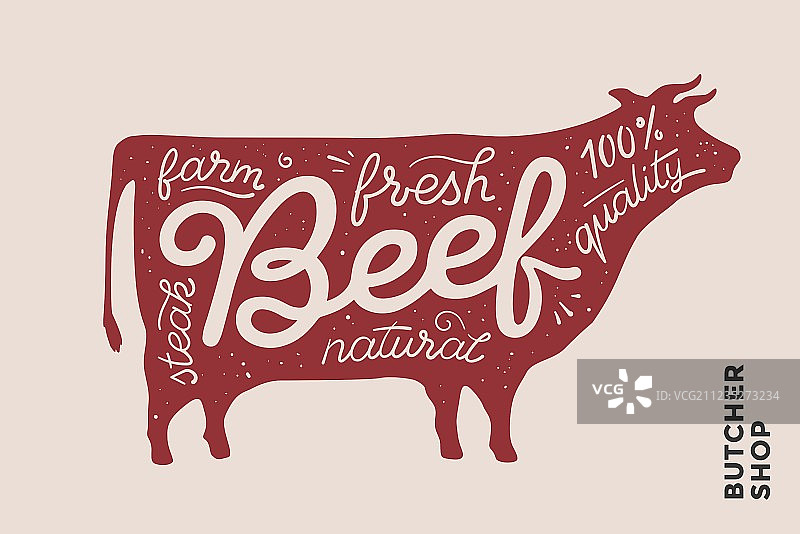 红色奶牛轮廓时尚海报图片素材