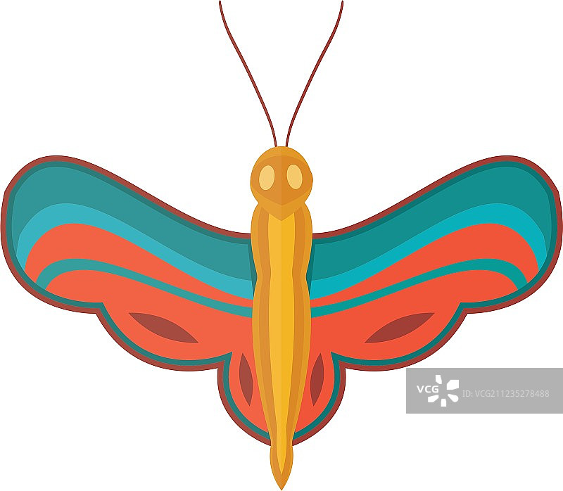 白色背景上孤立的彩色卡通蝴蝶图片素材