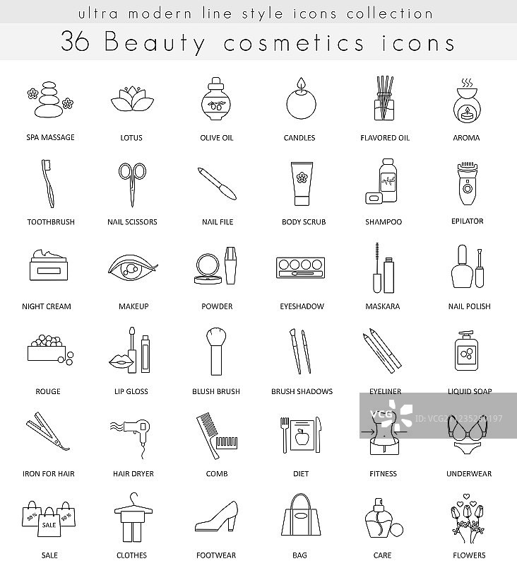 现代美容化妆品轮廓线图片素材