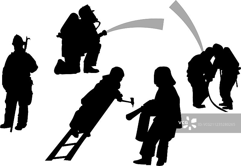 消防员行动剪影图片素材